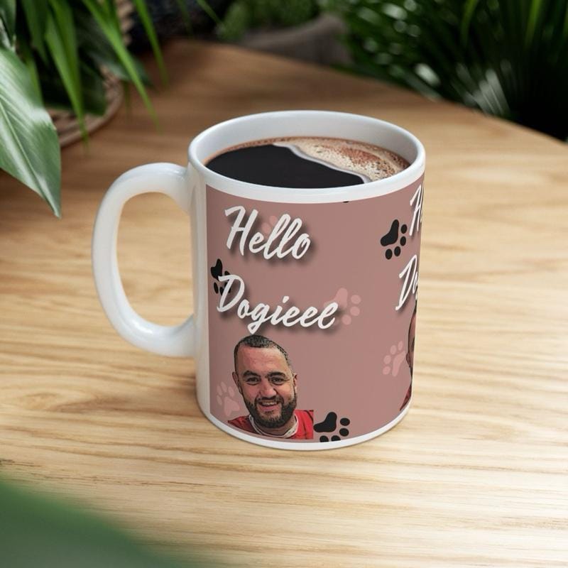 Hello doggie mug mashtag brady hello doggy mug - perfect for drinks - cup, drinkware washable reusable tumblers reuse ceramic coffee bottles