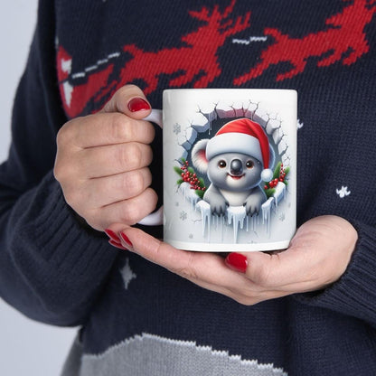 Christmas baby koala 3d mug - perfect for your morning routine - drinkware, tumblers cup reusable washable reuse coffee ceramic xmas mugs te