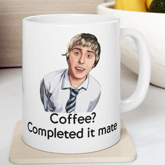 Funny mug - inbetweeners coffee completed it mate mug - funny inbetweeners jay cartwright gift coffee mug drinkware washable reusable tumble