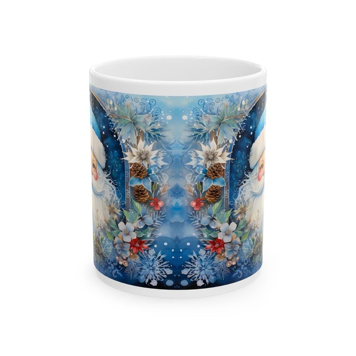 Cute blue santa christmas mug secret santa stocking filler drinkware tumbler cup washable reuse reusable ceramic coffee xmas mugs tea festiv