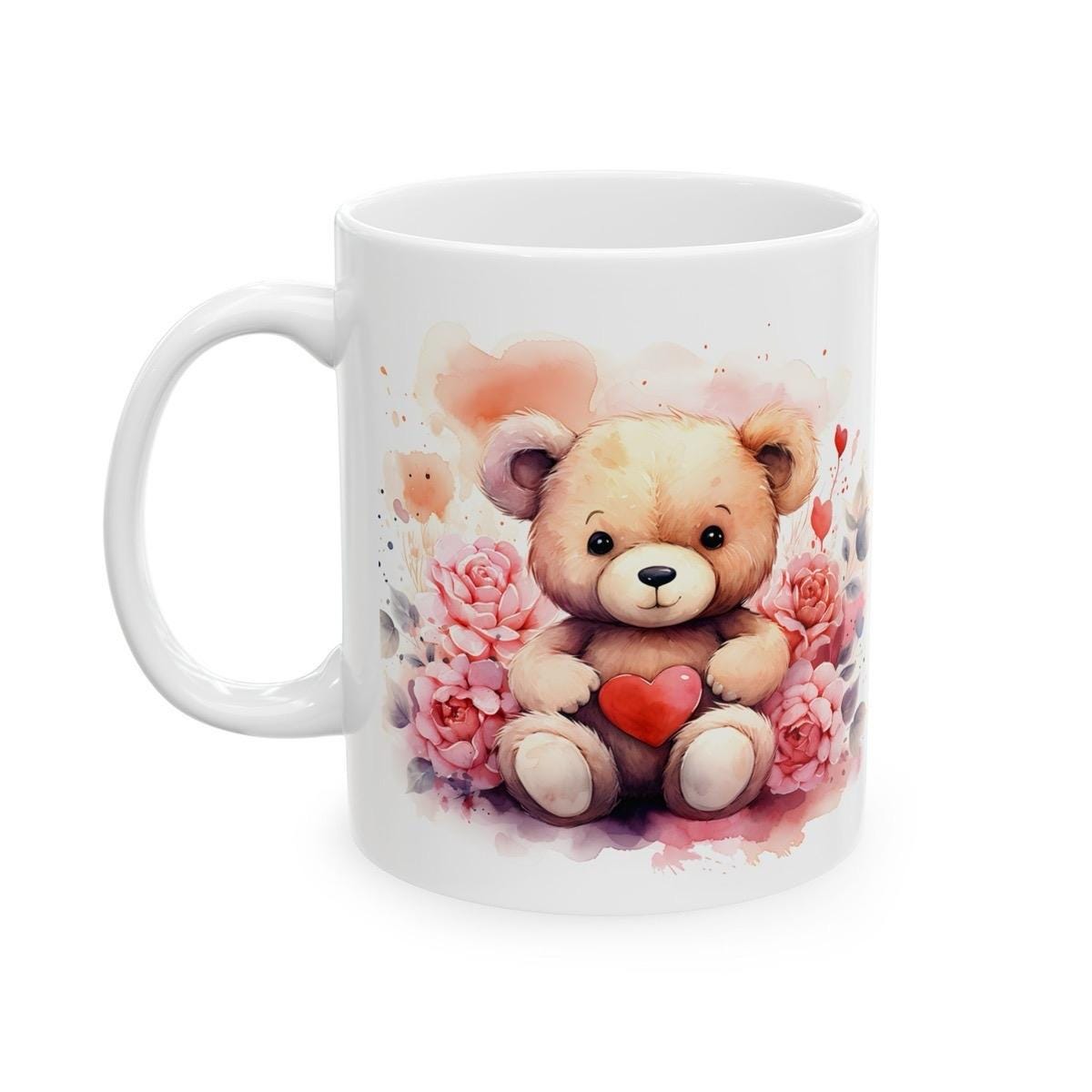 Cute teddy mug - perfect valentine's or xmas gift for girlfriend or boyfriend - coffee, drinkware husband wife washable tumbler cup reuse ce
