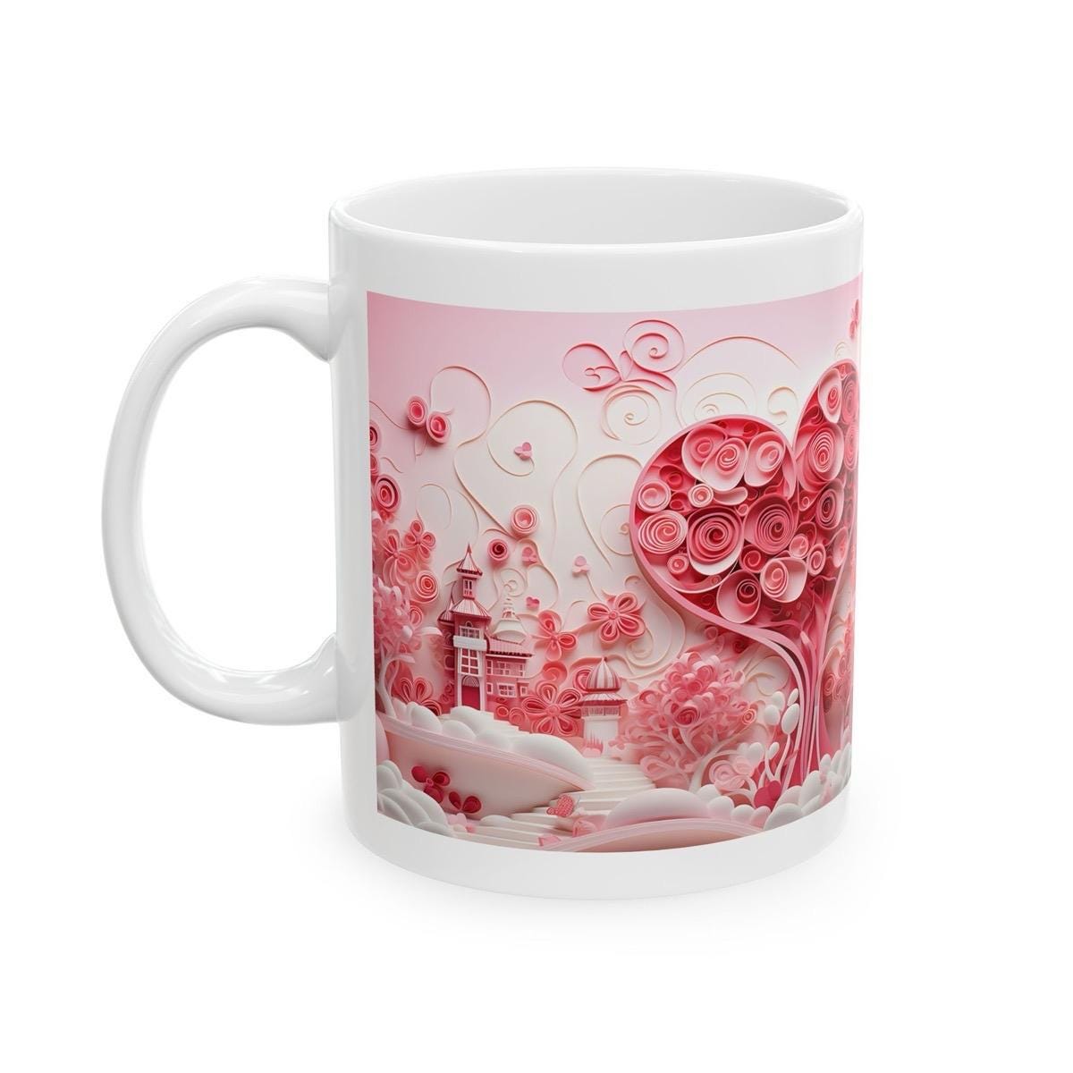 Barbie style 3d pink hearts valentine's mug - perfect gifts for xmas christmas - drinkware, tumblers girlfriend boyfriend wife husband secre