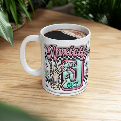 Anxiety on off switch mug for mental health cup - perfect gift for anxious individuals drinkware reusable washable coffee ceramic cup reuse