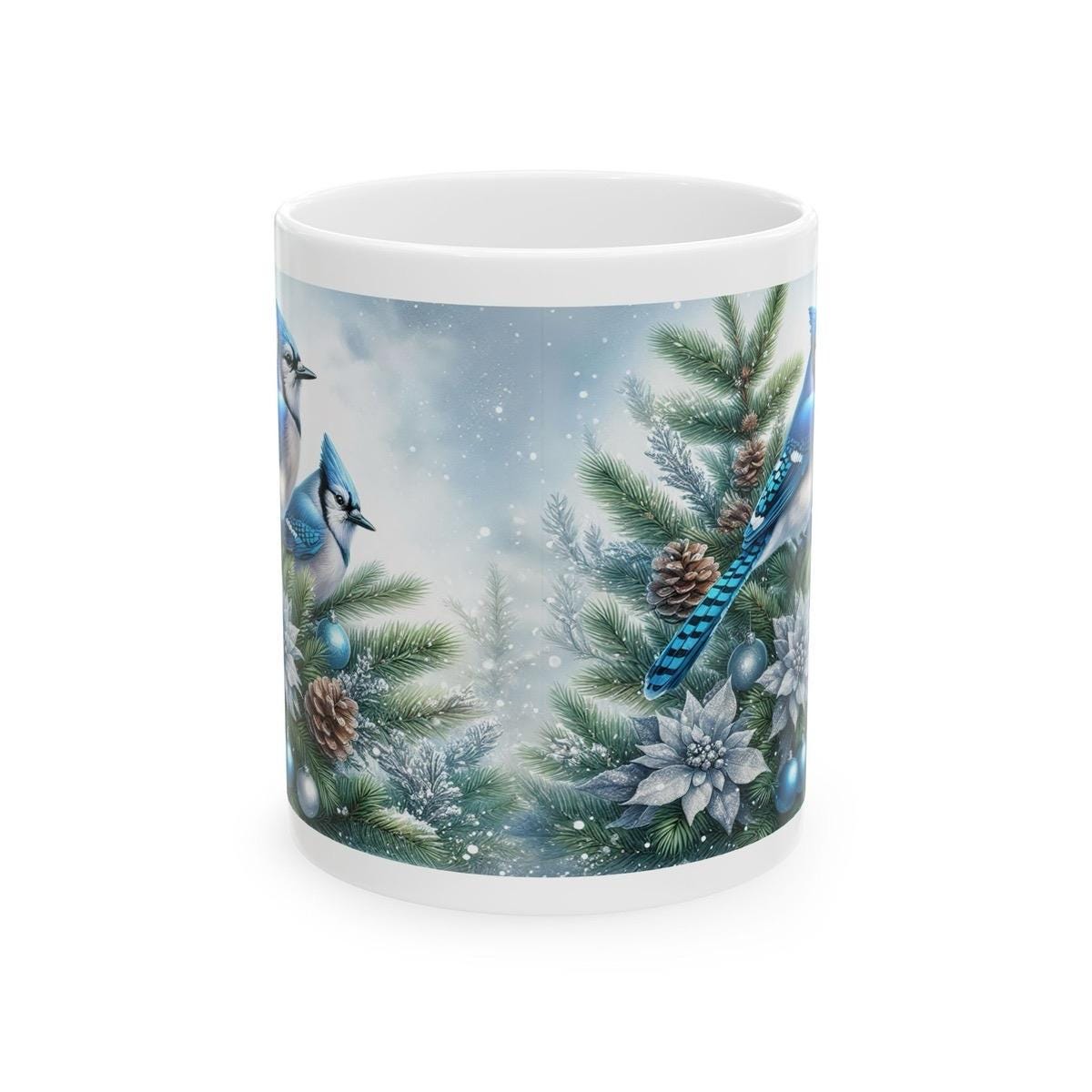 Blue jays christmas mug - perfect for the holidays - drinkware, cup tumblers glass bottles xmas mugs tea festive ceramic coffee printed reus