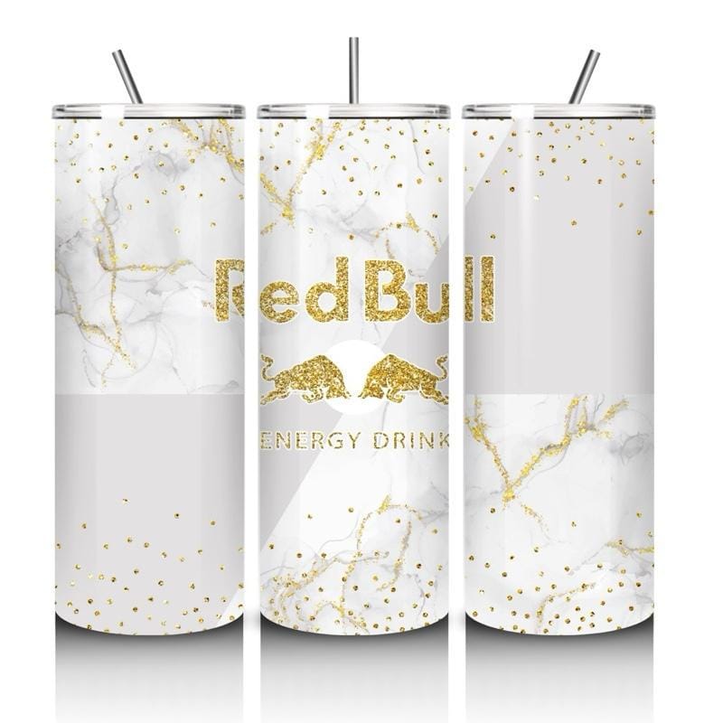 Red bull tumbler 20oz - white gold marble glitter style perfect for on-the-go hydration - vacuum flask - cup drinkware mug bottles water bot