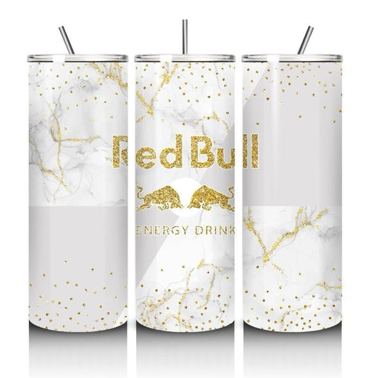 Red bull tumbler 20oz - white gold marble glitter style perfect for on-the-go hydration - vacuum flask - cup drinkware mug bottles water bot
