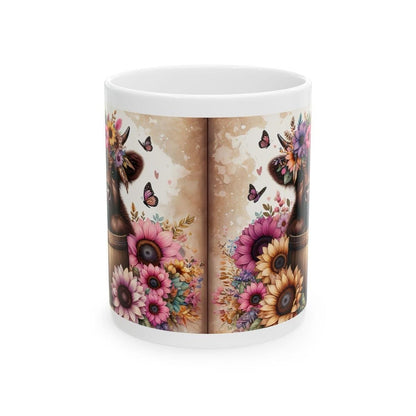 Cute flowery highland cow in barrel 3d mug - perfect for your morning drinks - drinkware, tumblers washable cup reusable coffee ceramic reus