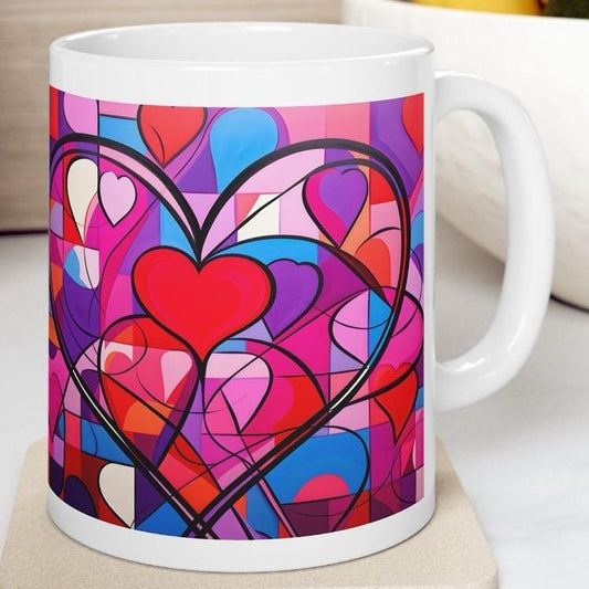 Valentine's day xmas christmas heart mug - cute design - drinkware washable reusable cup tumbler coffee reuse ceramic girly cute mugs gifts