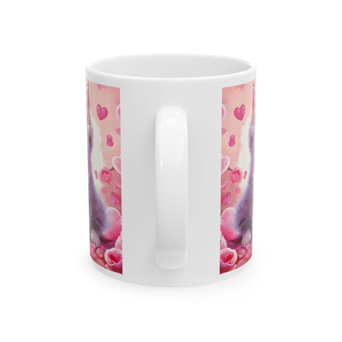 Valentines kitten mug for coffee and tea lovers - perfect gift for a friend's housewarming party - tumblers, drinkware cup bottles ceramic k
