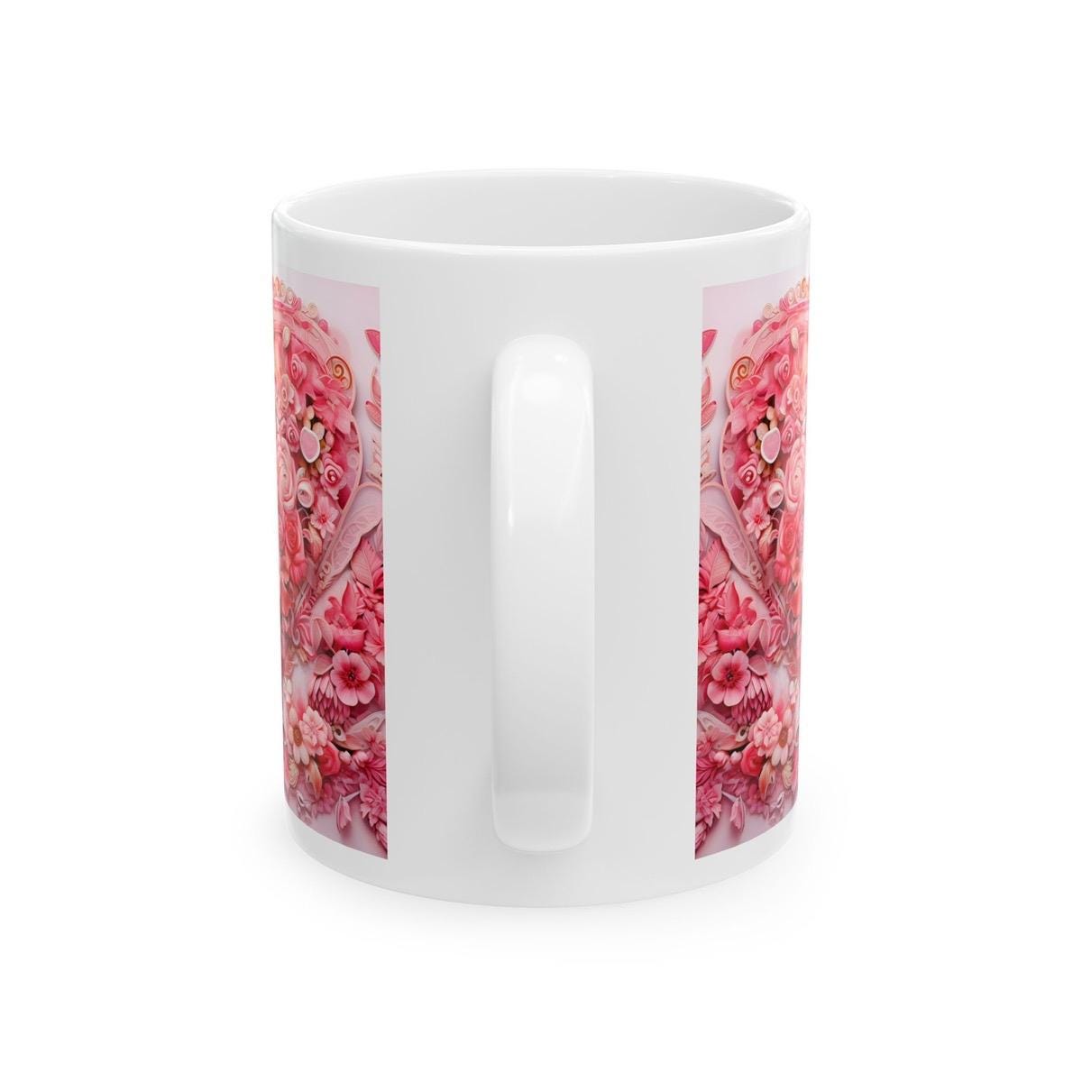 Cute floral valentines heart mug for drinks - drinkware tumbler cup washable reusable reuse coffee ceramic xmas christmas boyfriend girlfrie