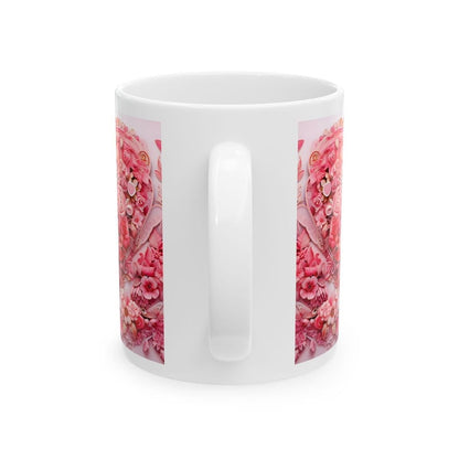 Cute floral valentines heart mug for drinks - drinkware tumbler cup washable reusable reuse coffee ceramic xmas christmas boyfriend girlfrie