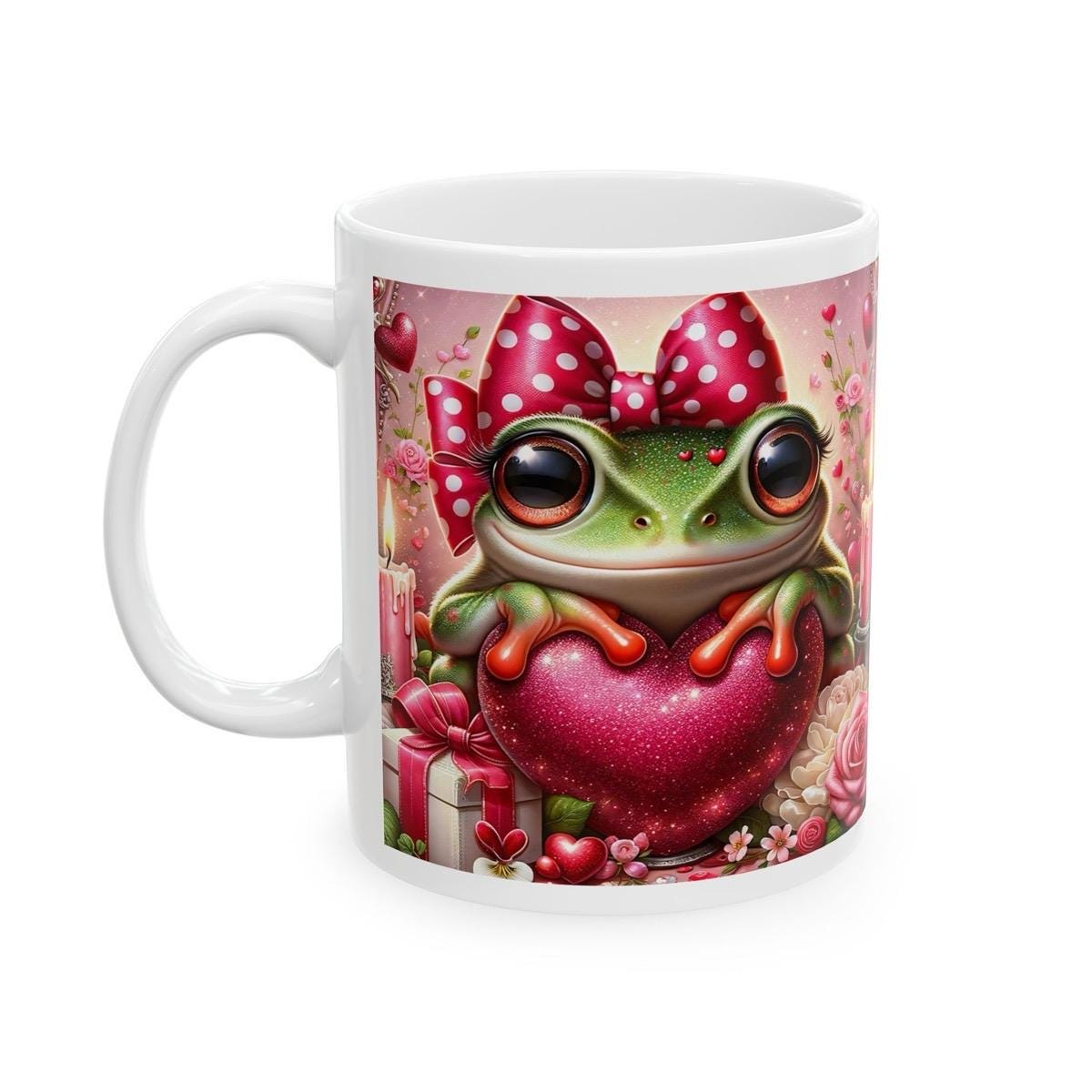 Frog valentines heart mug - love gifts for couples - xmas christmas gift for boyfriend, girlfriend, wife, husband - drinkware cup tumblers c
