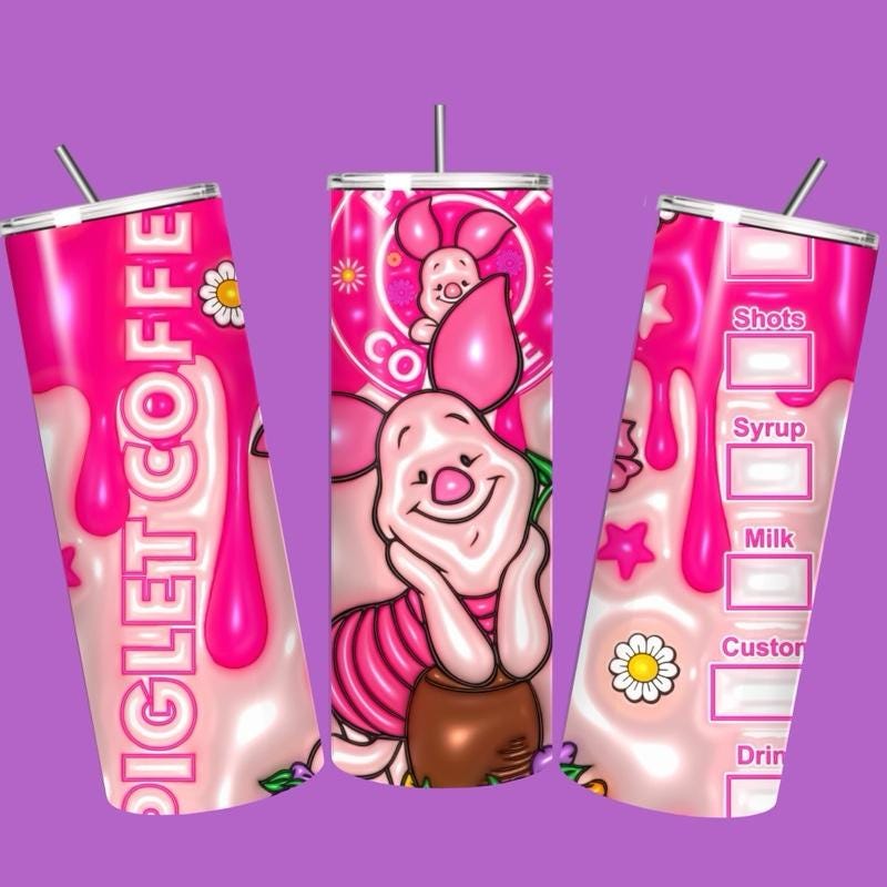 Piglet winnie pooh tumbler 20oz - cute design for drinking enthusiasts - portable flask for on-the-go beverages drinkware mug water bottles