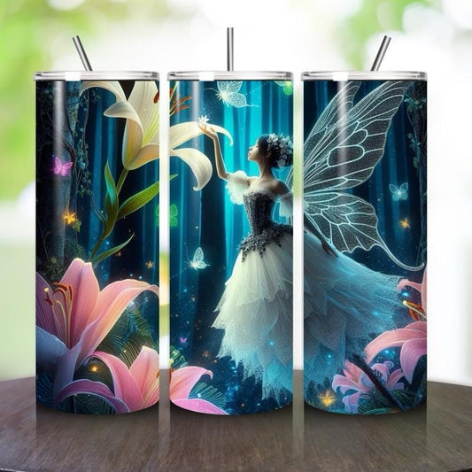 Fairy butterfly tumbler 20oz - perfect for on-the-go hydration - vacuum flask - cup drinkware mug bottles water bottles bottled portable gif