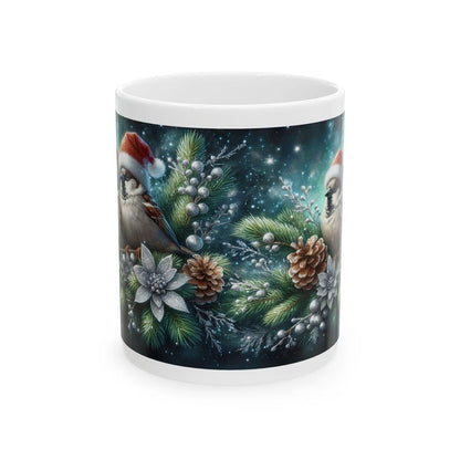 Winter birds christmas mug - perfect for hot drinks - drinkware, tumblers cup reusable bottles washable ceramic reuse coffee xmas mugs tea f