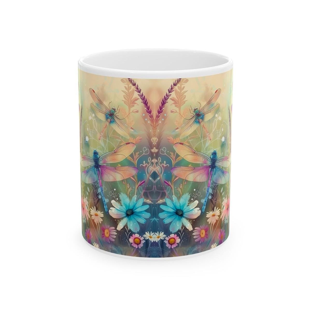 Cute dragonfly mug - perfect nature-inspired gift for christmas - tumblers, drinkware reusable cup washable reuse ceramic coffee tea mugs fe