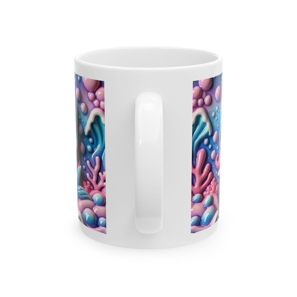 Cute pink mermaid mug 3d - perfect for your morning drinks - drinkware, tumblers cup bottles washable reusable ceramic reuse coffee xmas mug