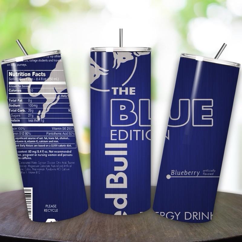 Red bull blue edition tumbler 20oz - perfect for on-the-go hydration - vacuum flask - cup drinkware mug bottles water bottles bottled portab