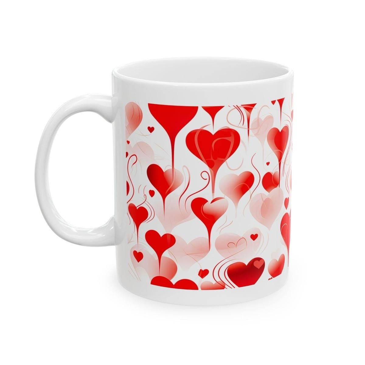 Red hearts valentine's love mug - perfect for hot drinks - tumblers, drinkware reusable washable cup reuse ceramic coffee xmas christmas gif