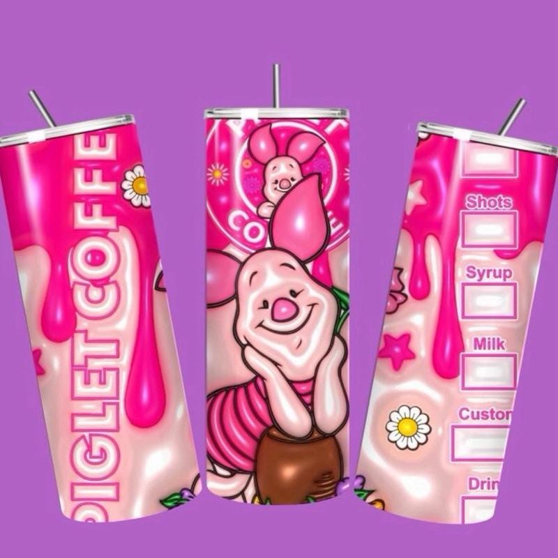 Piglet winnie pooh tumbler 20oz - cute design for drinking enthusiasts - portable flask for on-the-go beverages drinkware mug water bottles
