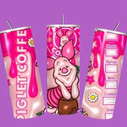 Piglet winnie pooh tumbler 20oz - cute design for drinking enthusiasts - portable flask for on-the-go beverages drinkware mug water bottles