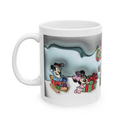 Cute character style merry christmas mug - perfect festive stocking filler gift - washable, drinkware tumbler cup reusable reuse ceramic cof