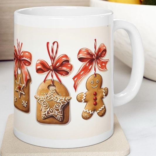 Cute gingerbread man mug ribbons - perfect christmas secret santa stocking filler gift - gifts drinkware washable tumbler reusable cup reuse