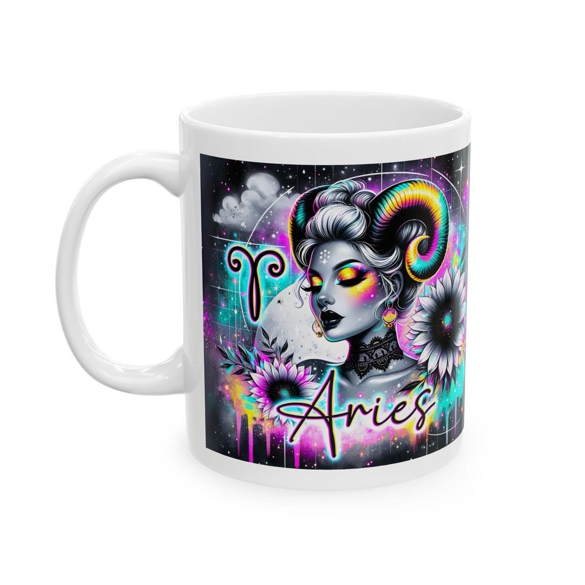 Aries star sign astrology mug - perfect gift for coffee lovers - drinkware washable reusable cup tumbler reuse ceramic funny cute novelty mu