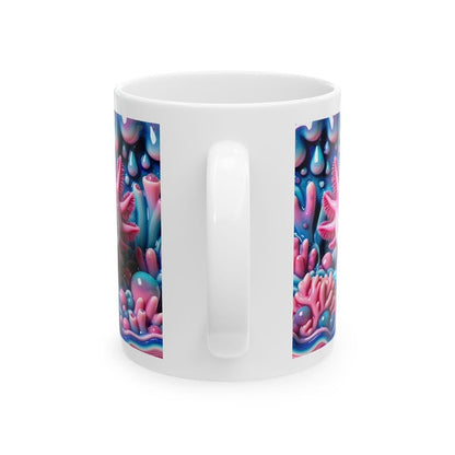 Pink axolotl cute underwater 3d mug for coffee and tea - perfect for your morning drinks - drinkware, tumblers cup reusable washable ceramic