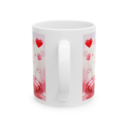 Cute love kittens mug hearts - valentines gifts xmas christmas secret santa stocking filler drinkware tumbler washable reuse cup reusable co