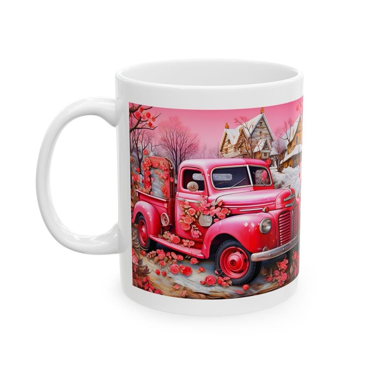 Red truck mug - perfect christmas gift for stocking fillers & secret santa - valentines - perfect for drinks - drinkware washable reusable r