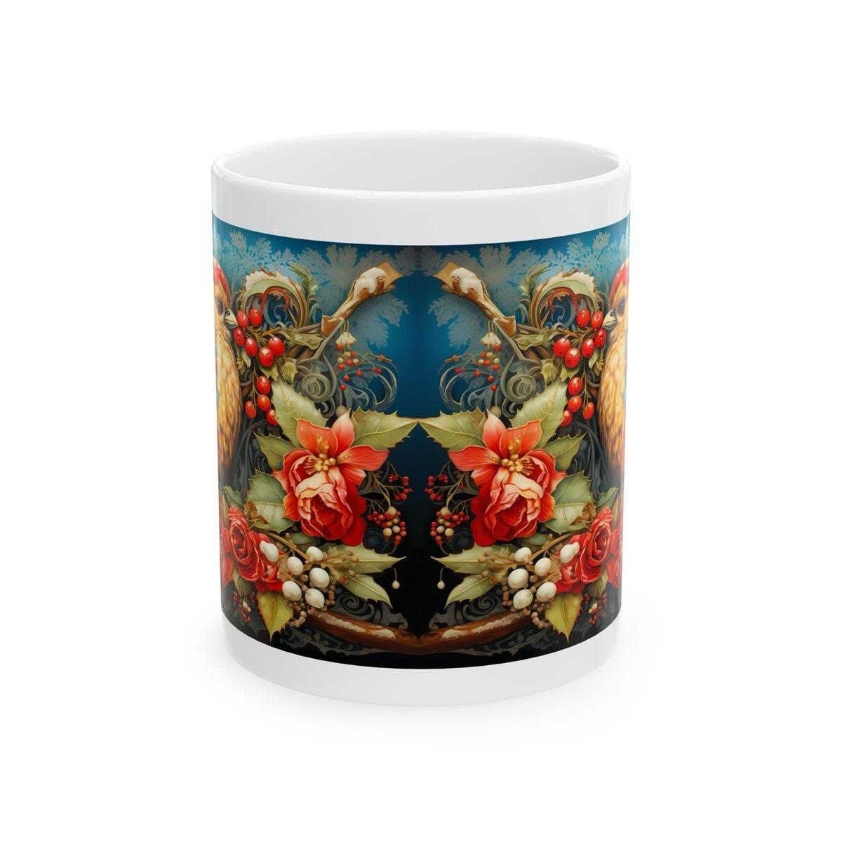 Christmas gift pretty bird mug secret santa stocking filler drinkware reusable washable coffee reuse tumbler ceramic cup xmas mugs tea festi