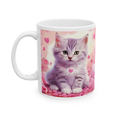 Valentines kitten mug for coffee and tea lovers - perfect gift for a friend's housewarming party - tumblers, drinkware cup bottles ceramic k