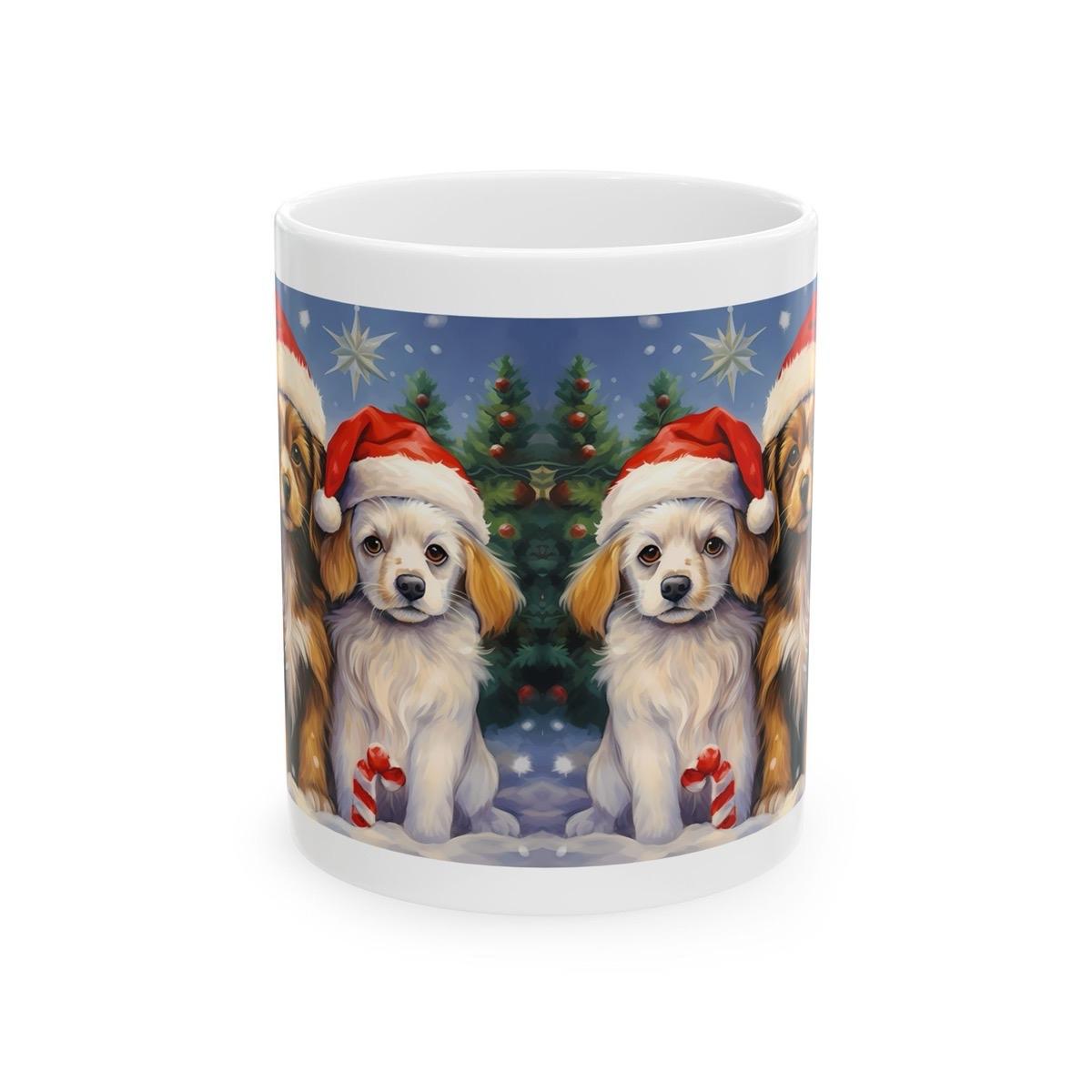 Cute puppy dog christmas mug - secret santa gift and stocking filler drinkware tumbler coffee cup washable reuse ceramic reusable pet custom