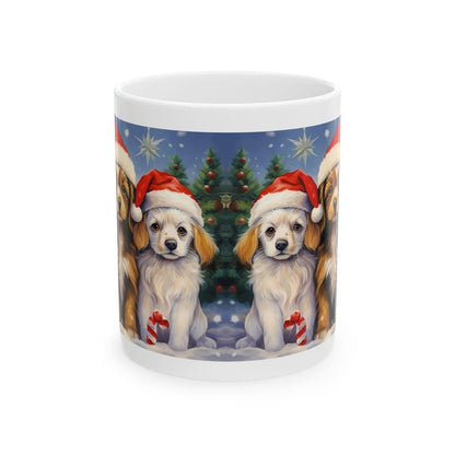 Cute puppy dog christmas mug - secret santa gift and stocking filler drinkware tumbler coffee cup washable reuse ceramic reusable pet custom