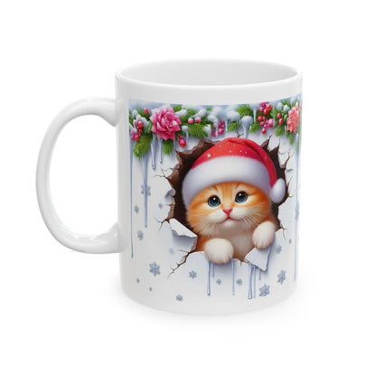 Christmas kitten 3d mug - perfect for hot beverages - tumblers, drinkware cup bottles kitty ceramic washable reusable reuse coffee xmas mugs