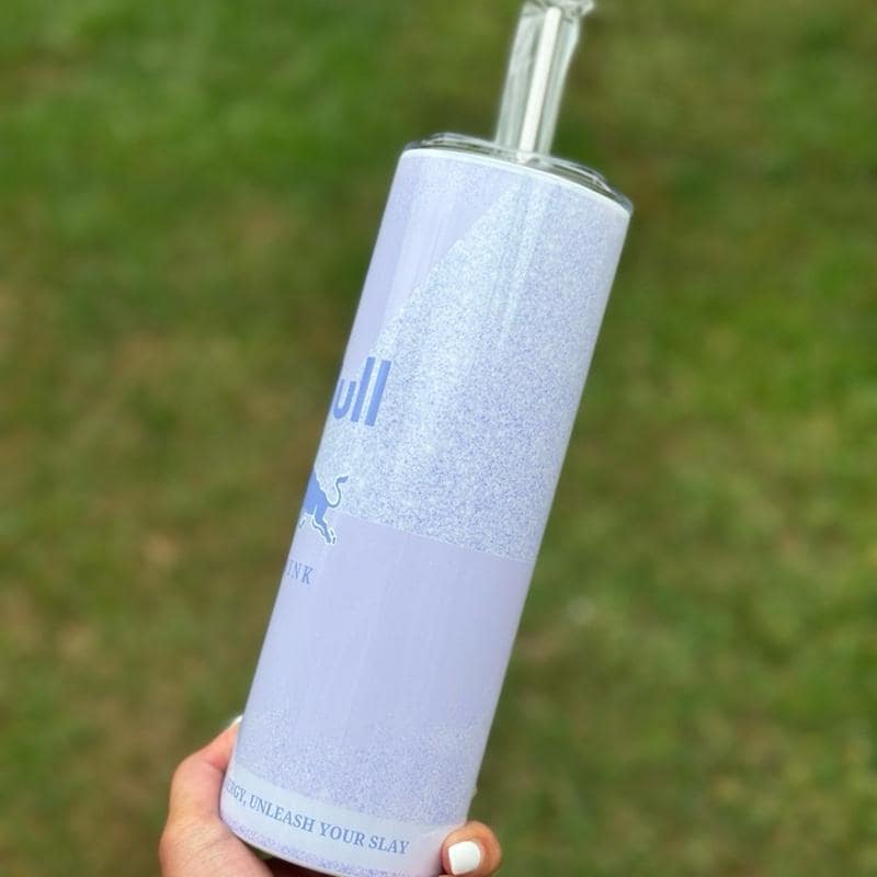 Red bull tumbler 20oz - purple glitter style ‘naughty bitch energy’ ‘unleash your slay’ perfect for on-the-go hydration - vacuum fla