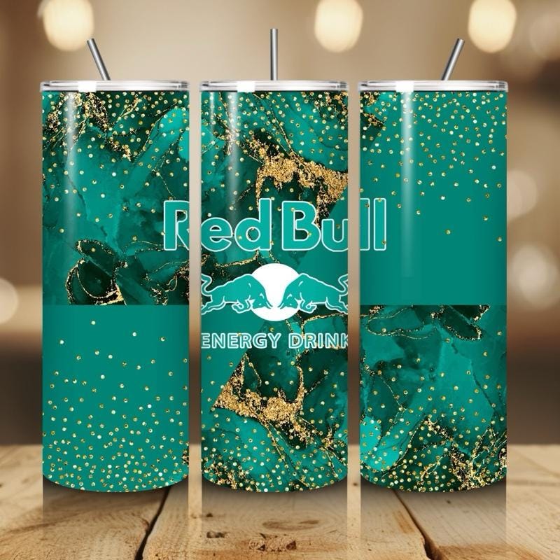Red bull tumbler 20oz - turquoise gold style marble perfect for on-the-go hydration - vacuum flask - cup drinkware mug bottles water bottles