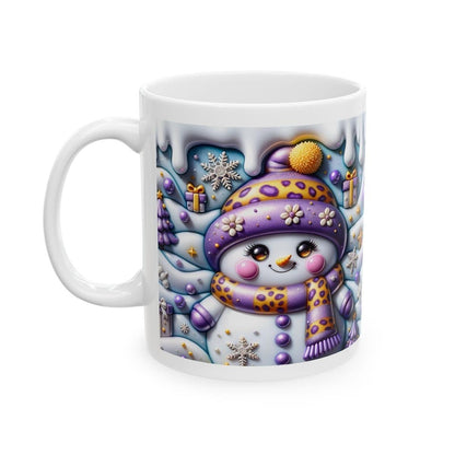 Cute 3d snowman mug – whimsical winter design with purple and gold accents, perfect for festive gifting! drinkware reusable washable tumbl