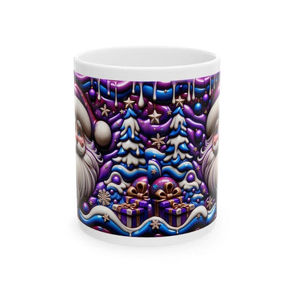 3d quilted sparkly festive baby santa mug - cozy holiday design with blue and purple  accents - perfect christmas gift drinkware reusable wa