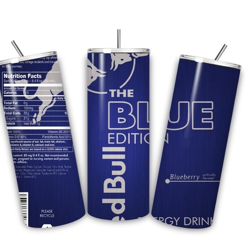 Red bull blue edition tumbler 20oz - perfect for on-the-go hydration - vacuum flask - cup drinkware mug bottles water bottles bottled portab