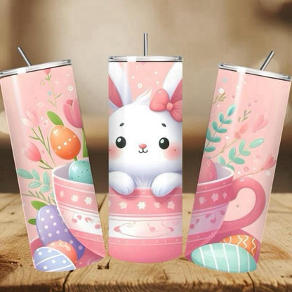 Cute easter bunny tumbler - 20oz - perfect for drinking - drinkware, mug bottles cup flasks bottled portable mothers day vacuum flask bottle