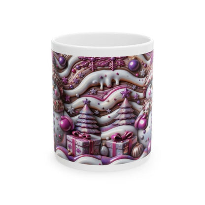 3d snowman christmas mug – cosy winter design with pink and purple accents, perfect festive gift! drinkware tumbler reusable reuse washabl