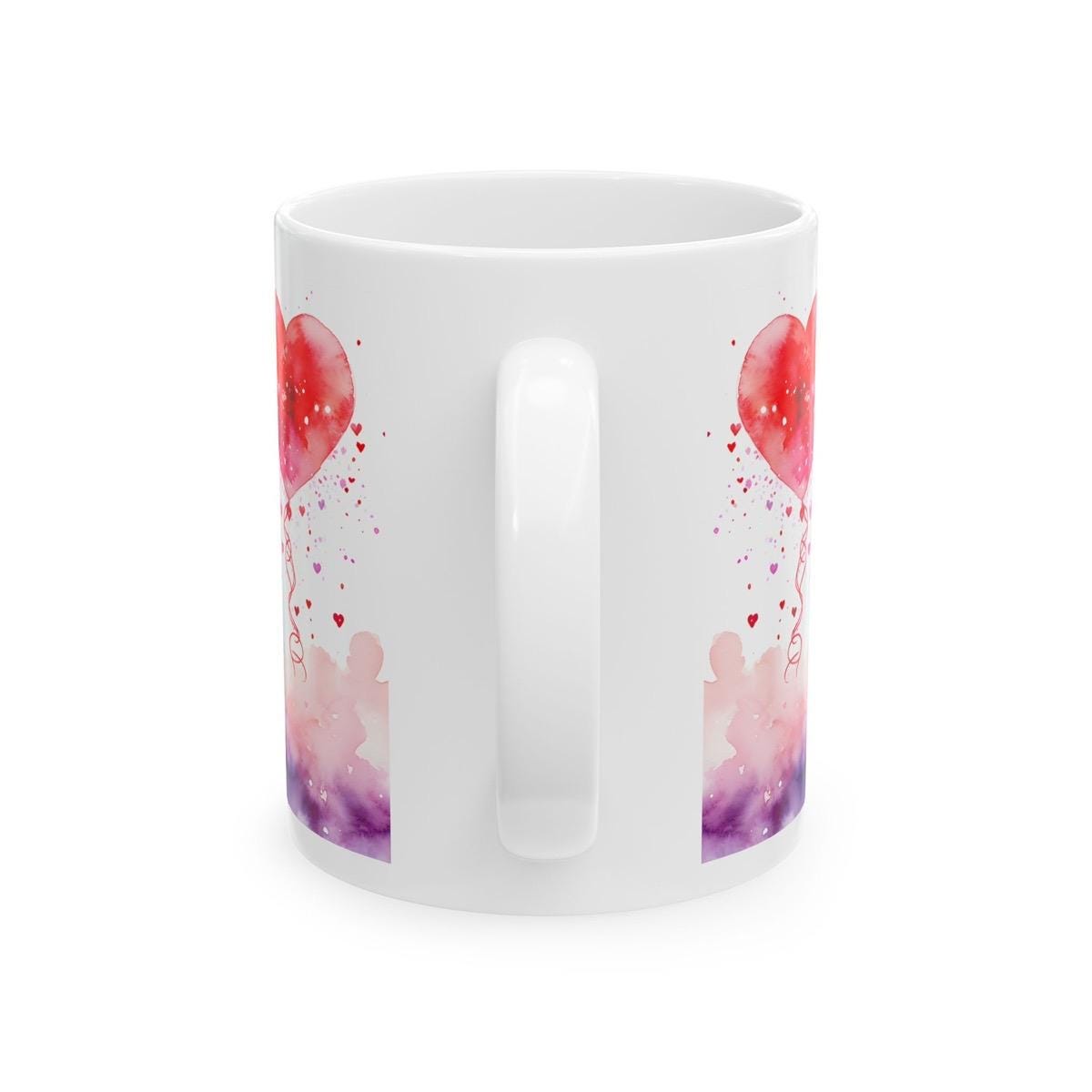 Cute couple mug with red heart balloon design - perfect gift for christmas, valentine's day, and birthdays - drinkware, cup tumblers washabl