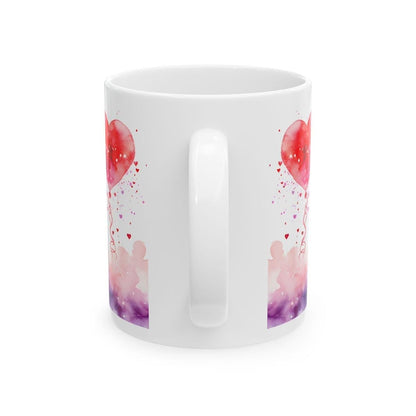 Cute couple mug with red heart balloon design - perfect gift for christmas, valentine's day, and birthdays - drinkware, cup tumblers washabl