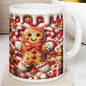 3d christmas gingerbread man mug – festive red and white design, perfect for holiday sips and gifts! drinkware reusable washable tumblers