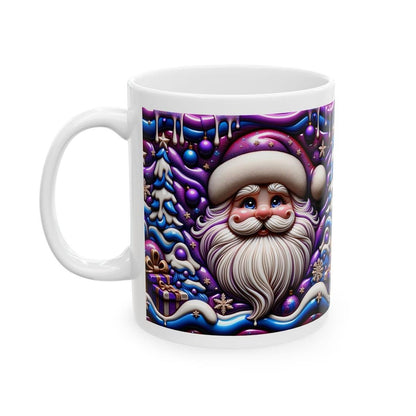 3d quilted sparkly festive baby santa mug - cozy holiday design with blue and purple  accents - perfect christmas gift drinkware reusable wa