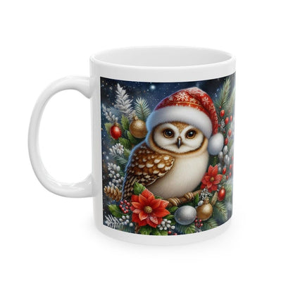 Christmas owl mug - perfect for your morning drinks - drinkware, cup tumblers bottles reusable washable coffee reuse ceramic xmas mugs tea f